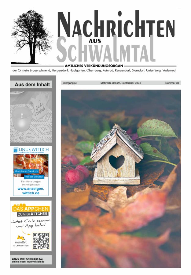 Nachrichten aus Schwalmtal Titelblatt 39/2024