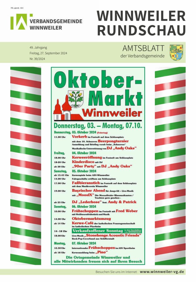 Winnweiler Rundschau Titelblatt 39/2024