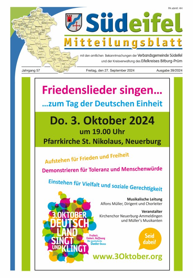 Mitteilungsblatt Südeifel Titelblatt 39/2024