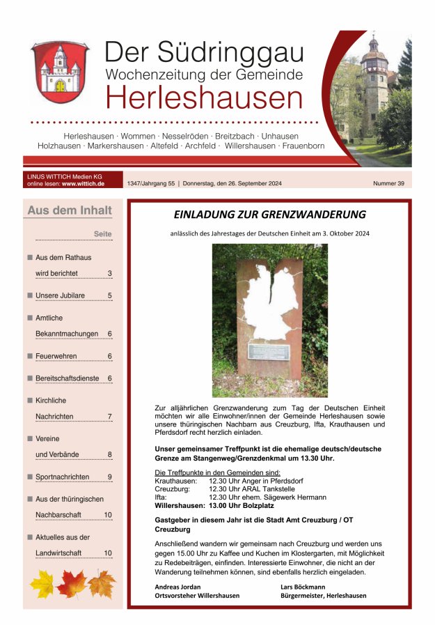 Der Südringgau Titelblatt 39/2024