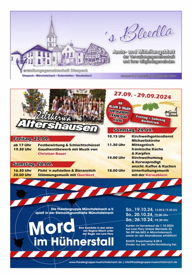Amts- und Mitteilungsblatt VGem Diespeck Titelblatt 39/2024
