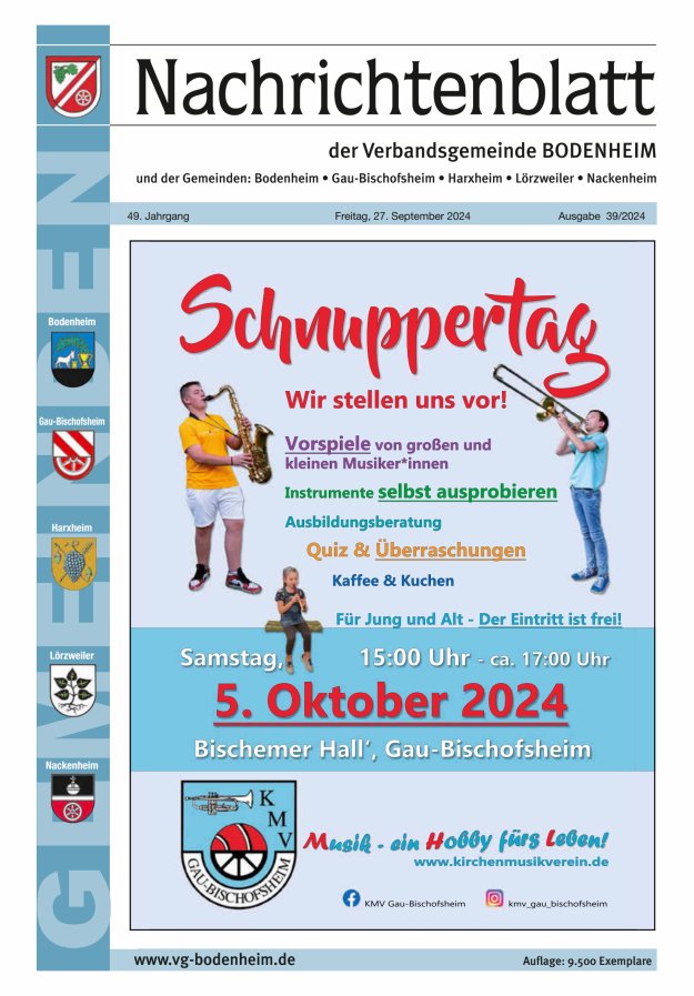 Nachrichtenblatt der VG Bodenheim              Titelblatt 39/2024