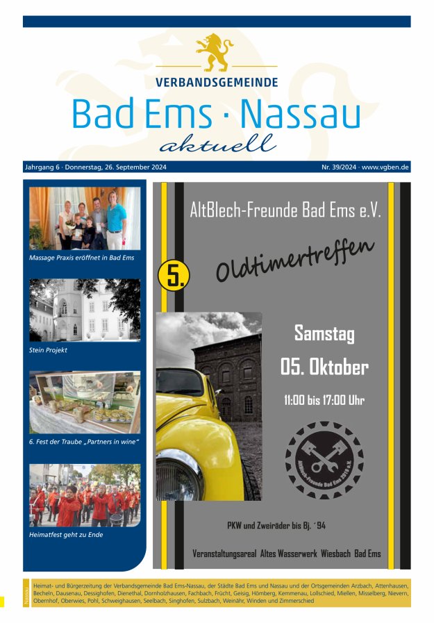 Bad Ems-Nassau aktuell Ausgabe Nassau Titelblatt 39/2024