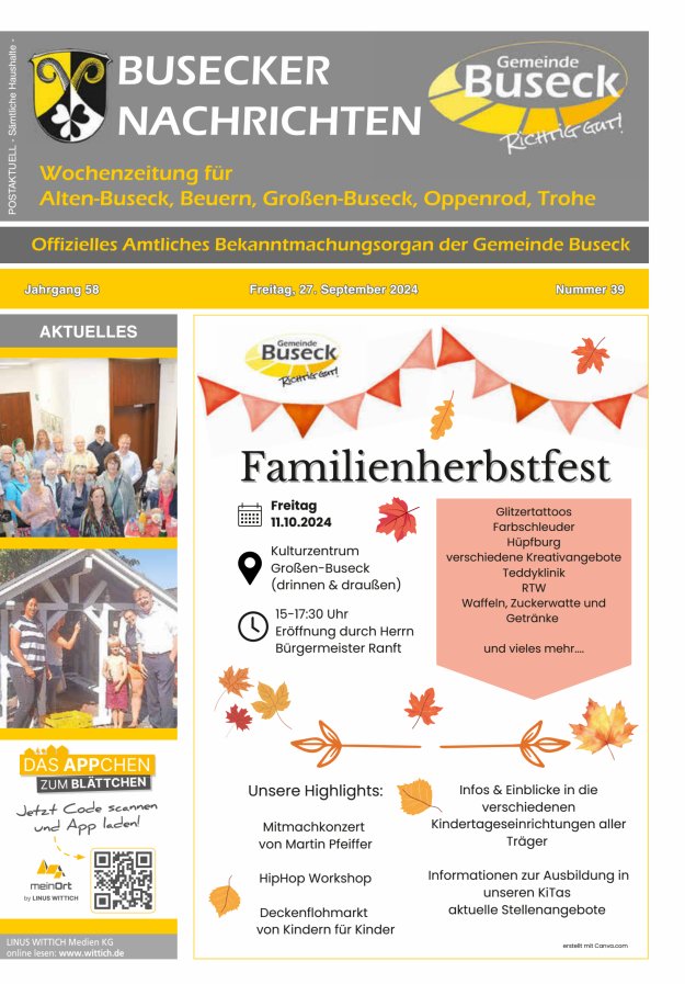 Busecker Nachrichten Titelblatt 39/2024
