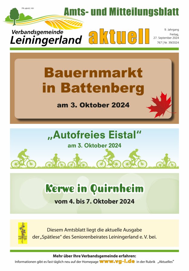 VG Leiningerland aktuell Titelblatt 39/2024