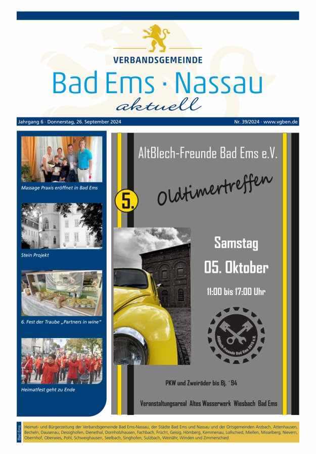 Bad Ems-Nassau aktuell Ausgabe Bad Ems Titelblatt 39/2024