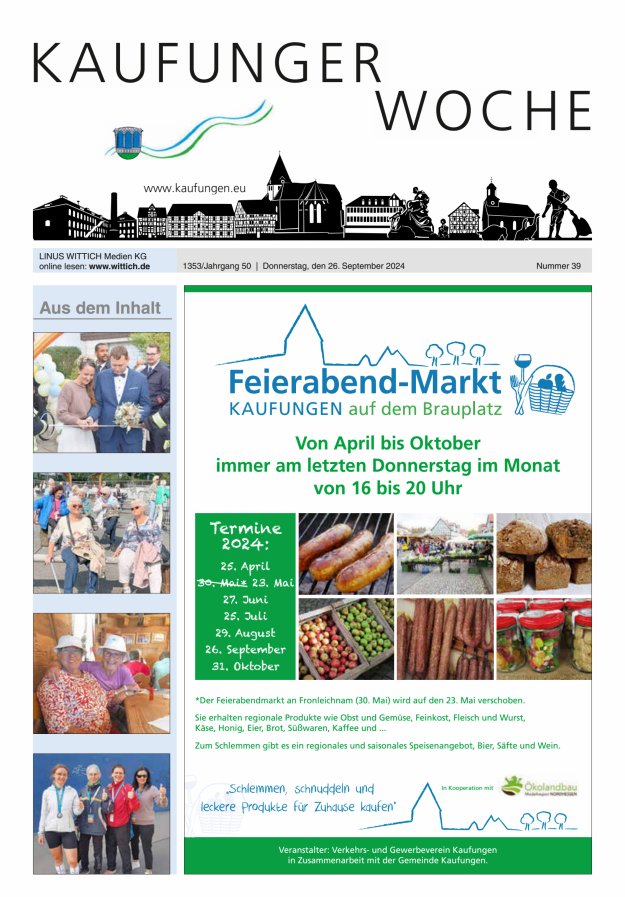 Kaufunger Woche Titelblatt 39/2024