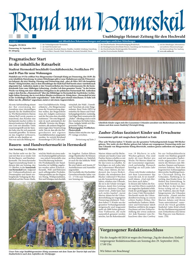 Rund um Hermeskeil Titelblatt 39/2024