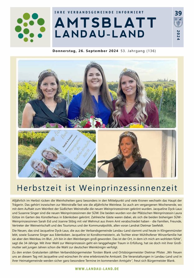 Amtsblatt VG Landau-Land Titelblatt 39/2024