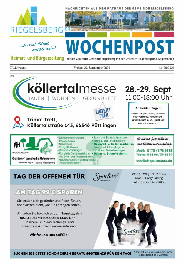 Riegelsberger Wochenpost Titelblatt 39/2024