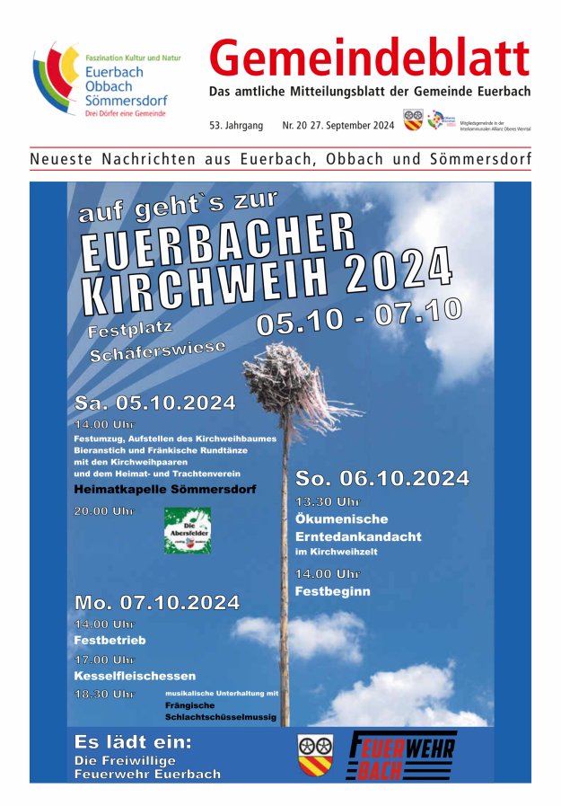 Gemeindeblatt der Gemeinde Euerbach Titelblatt 20/2024