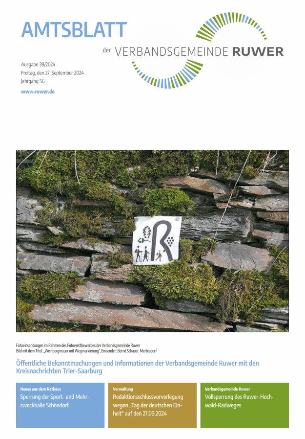 Amtsblatt VG Ruwer Titelblatt 39/2024