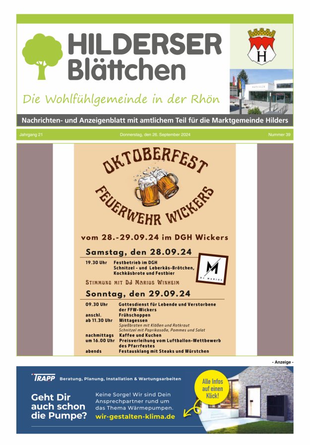 Hilderser Blättchen Titelblatt 39/2024