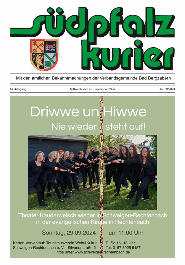 Südpfalz Kurier - VG Bad Bergzabern Titelblatt 39/2024
