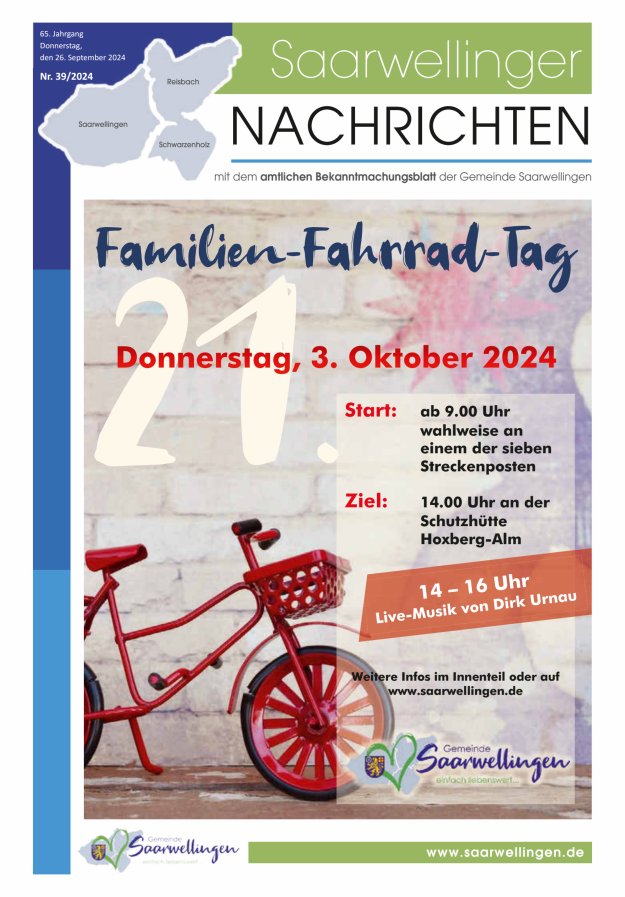 Saarwellinger Nachrichten Titelblatt 39/2024