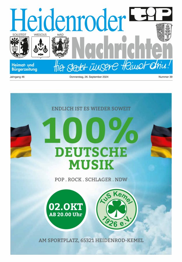 "tip" Heidenroder Nachrichten Titelblatt 39/2024