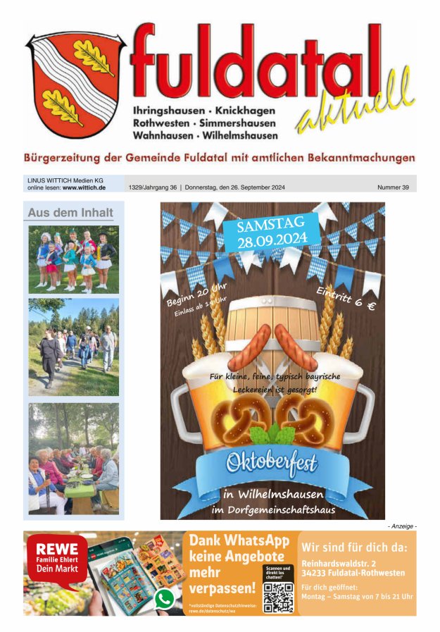 Fuldatal aktuell Titelblatt 39/2024