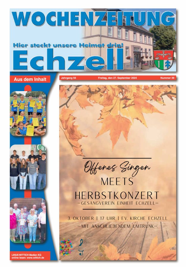 Wochenzeitung für die Gemeinde Echzell Titelblatt 39/2024