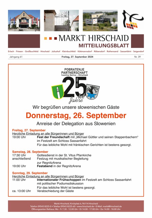 Mitteilungsblatt Markt Hirschaid Titelblatt 39/2024