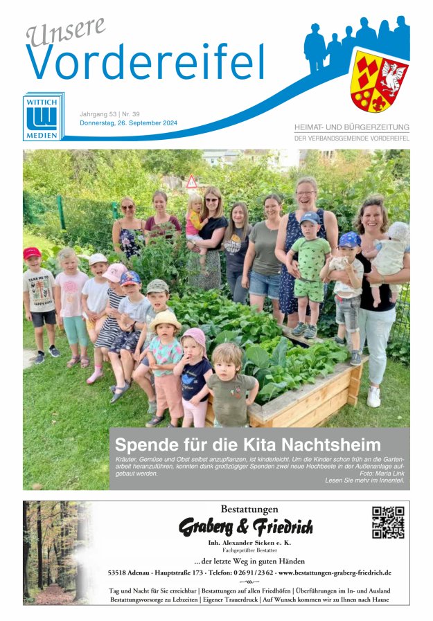 Mitteilungsblatt Vordereifel - Heimat- u Bürgerzeitung der VG Vordereifel Titelblatt 39/2024