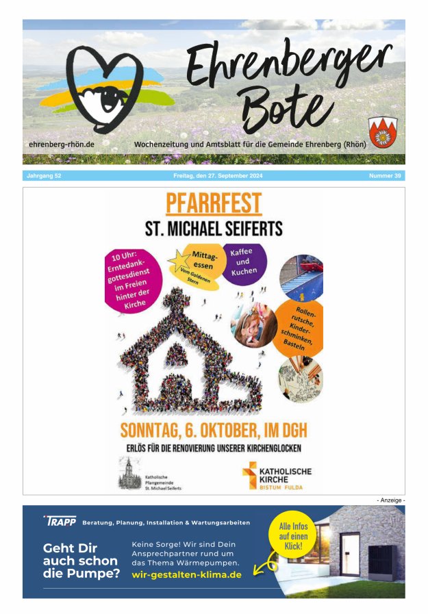 Ehrenberger Bote Titelblatt 39/2024