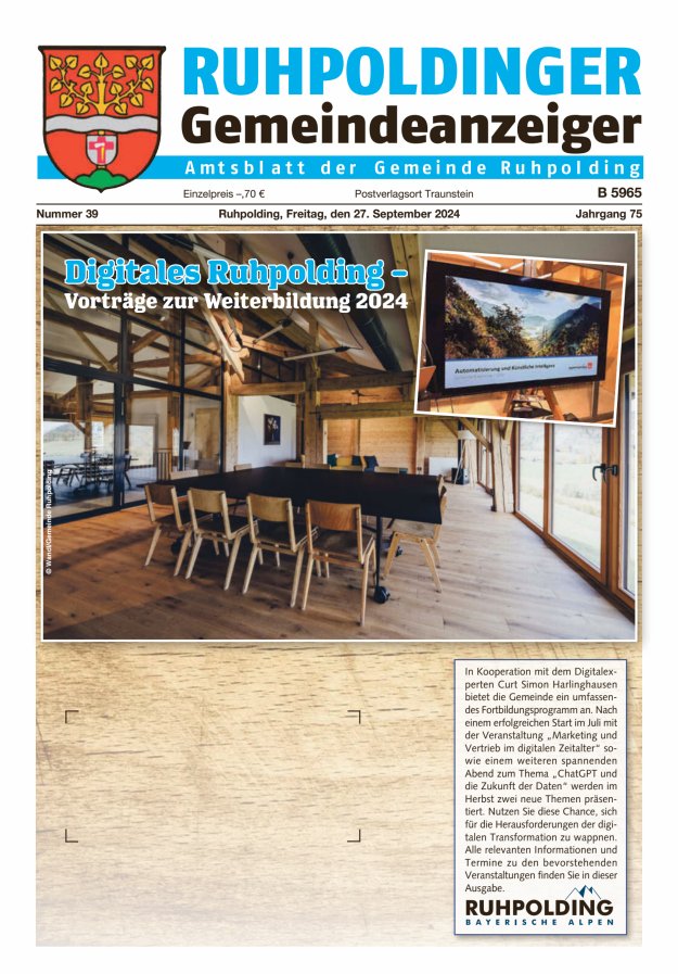 Ruhpoldinger Gemeindeanzeiger Titelblatt 39/2024
