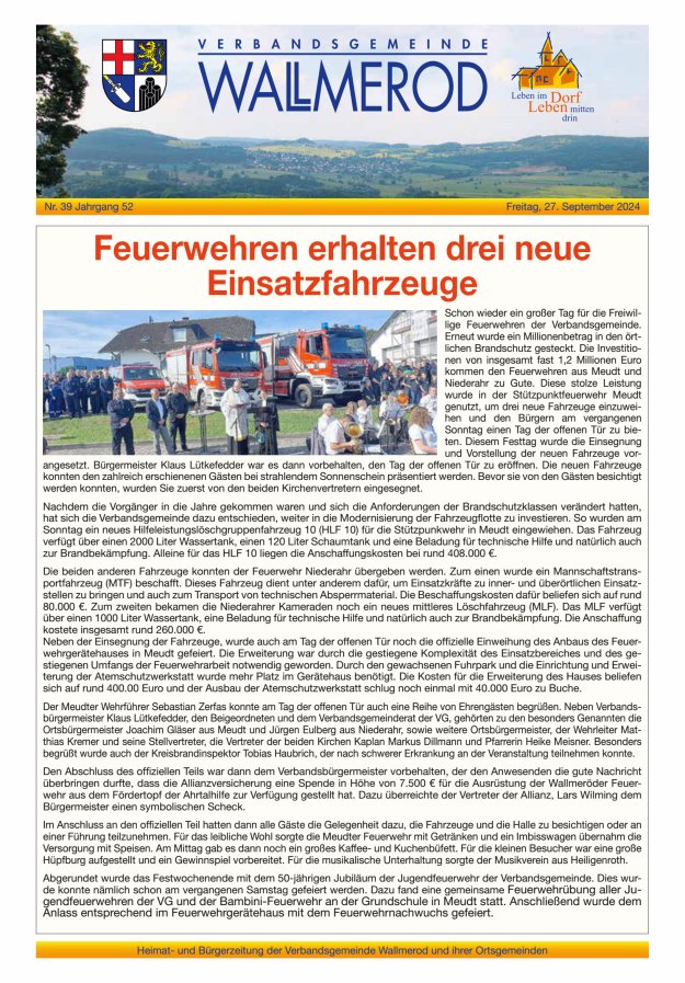Wir über uns - Verbandsgemeinde Wallmerod Titelblatt 39/2024