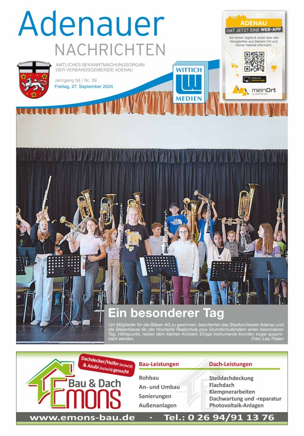 Adenauer Nachrichten Titelblatt 39/2024