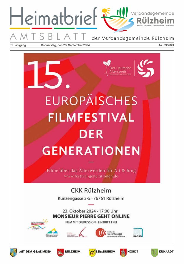 Heimatbrief VG Rülzheim Titelblatt 39/2024
