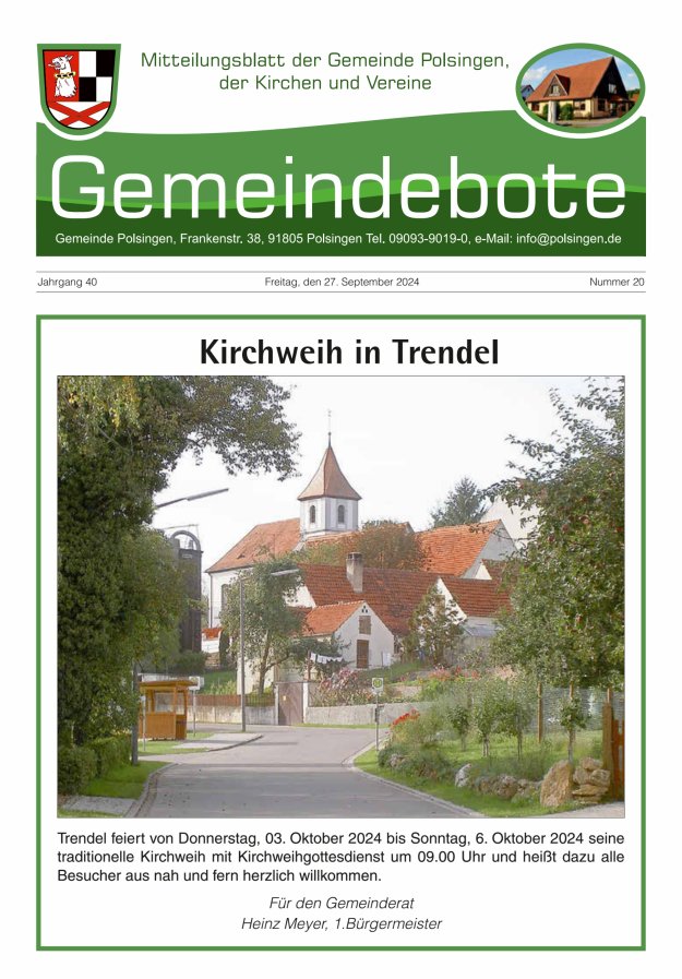 Polsingen - Der Gemeindebote Titelblatt 20/2024