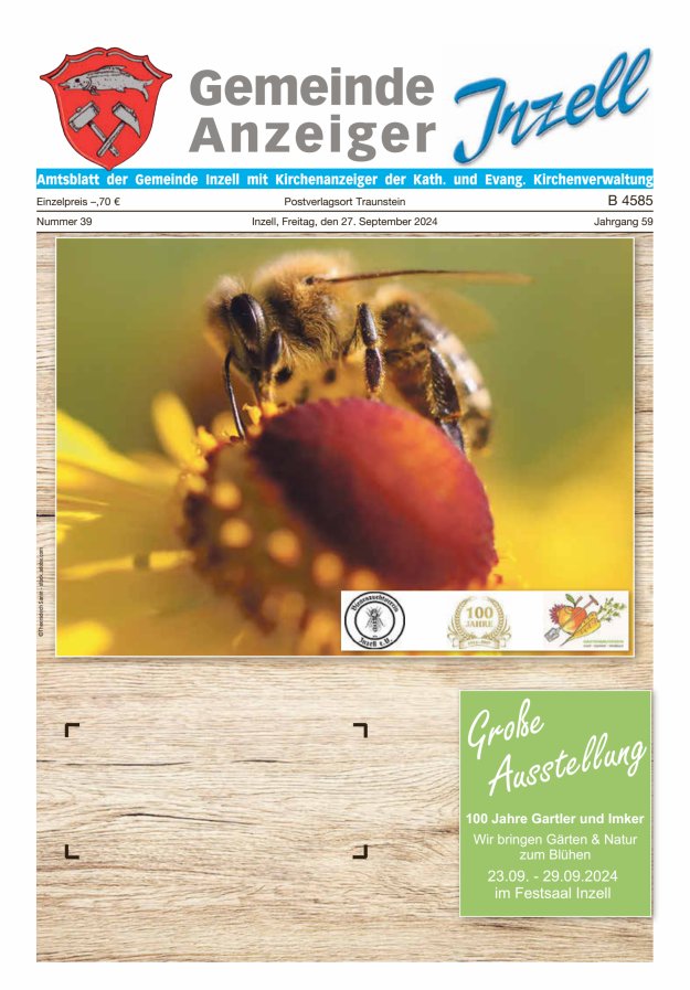 Gemeindeanzeiger Inzell Titelblatt 39/2024