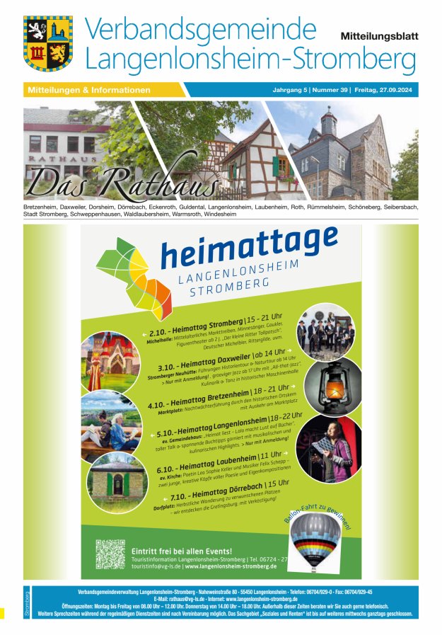 Das Rathaus - MTB d VG Langenlonsheim-Stromberg  Titelblatt 39/2024