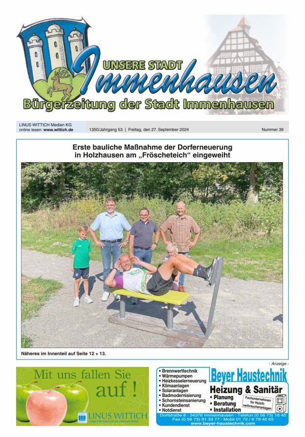 Unsere Stadt Immenhausen Titelblatt 39/2024
