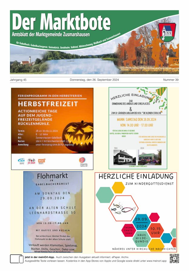 Zusmarshausen - Der Marktbote Titelblatt 39/2024