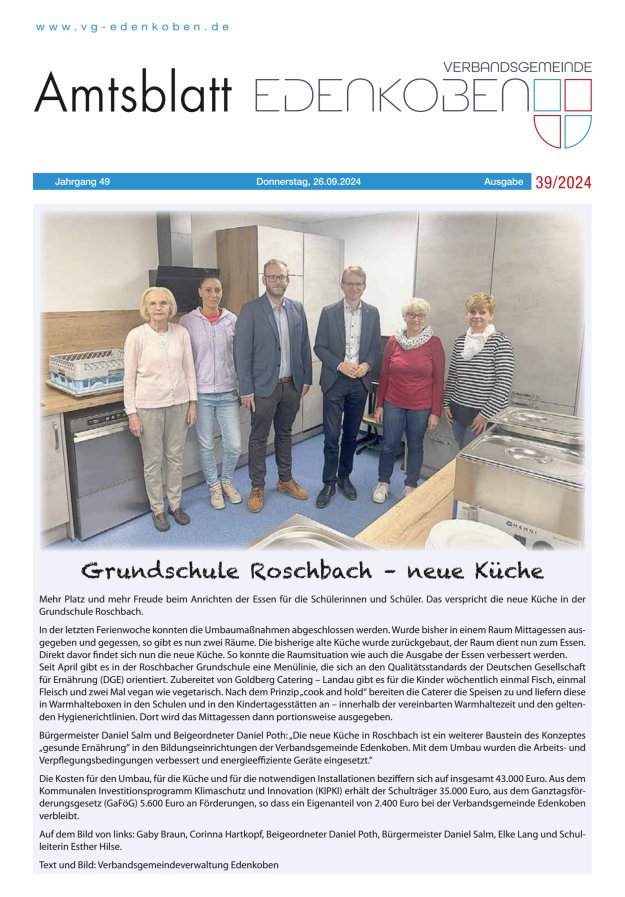 Amtsblatt VG Edenkoben Titelblatt 39/2024