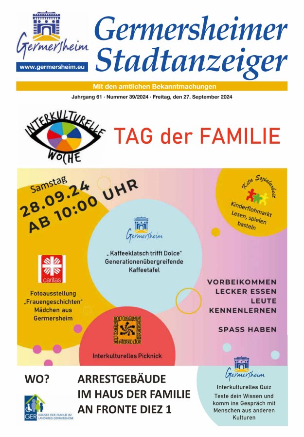 Germersheimer Stadtanzeiger Titelblatt 39/2024