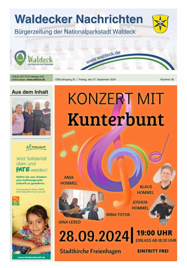 Waldecker Nachrichten Titelblatt 39/2024