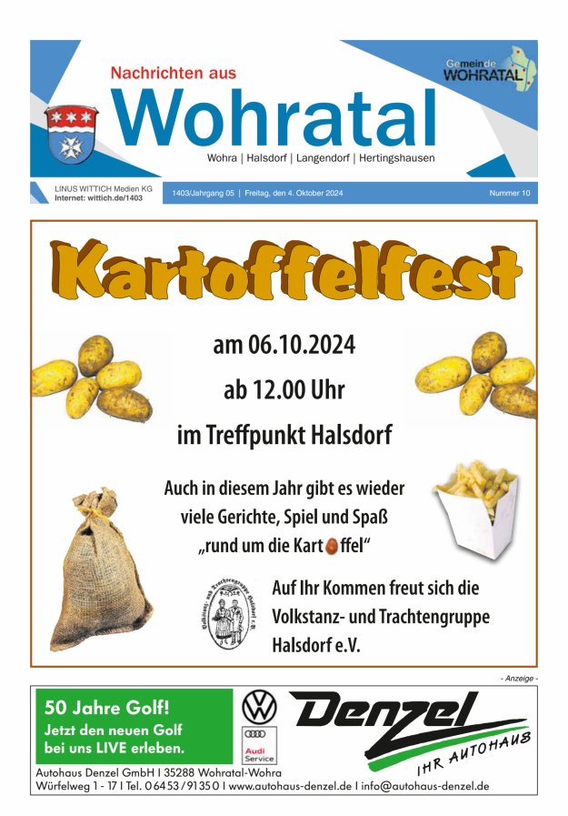 Nachrichten aus Wohratal Titelblatt 10/2024