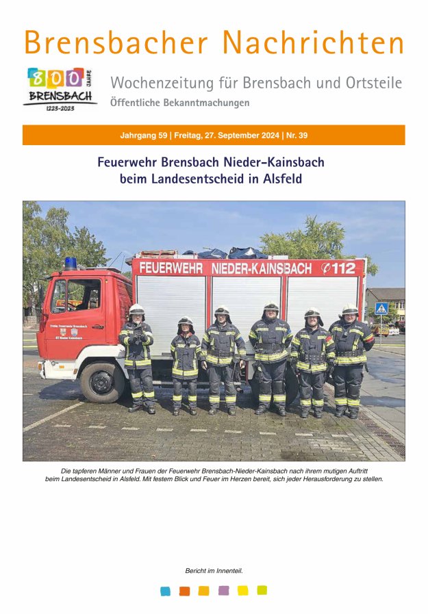 Brensbacher Nachrichten Titelblatt 39/2024