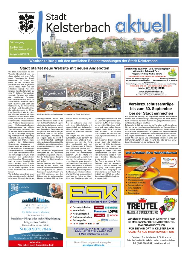 Kelsterbach aktuell Titelblatt 39/2024