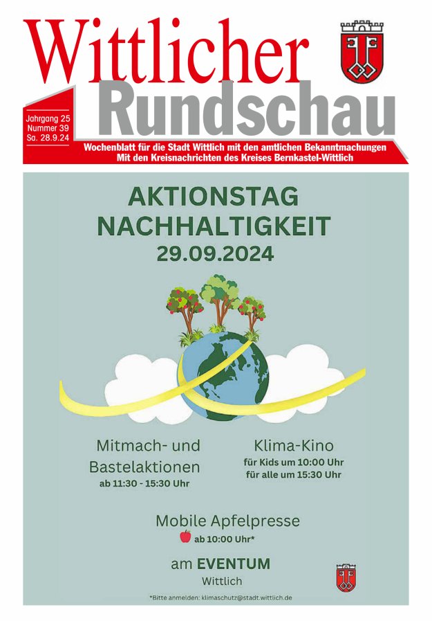 Wittlicher Rundschau Titelblatt 39/2024