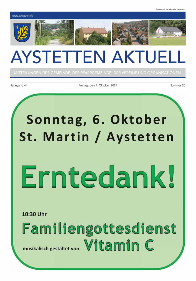Aystetten Aktuell Wir über uns Titelblatt 20/2024