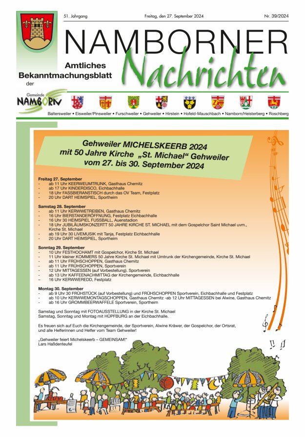 Namborner Nachrichten Titelblatt 39/2024