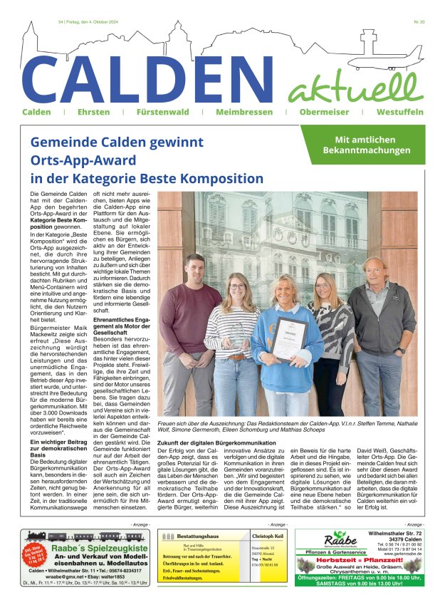 Calden aktuell Titelblatt 20/2024
