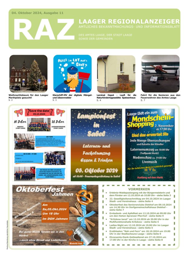 Laager Regionalanzeiger Titelblatt 10/2024