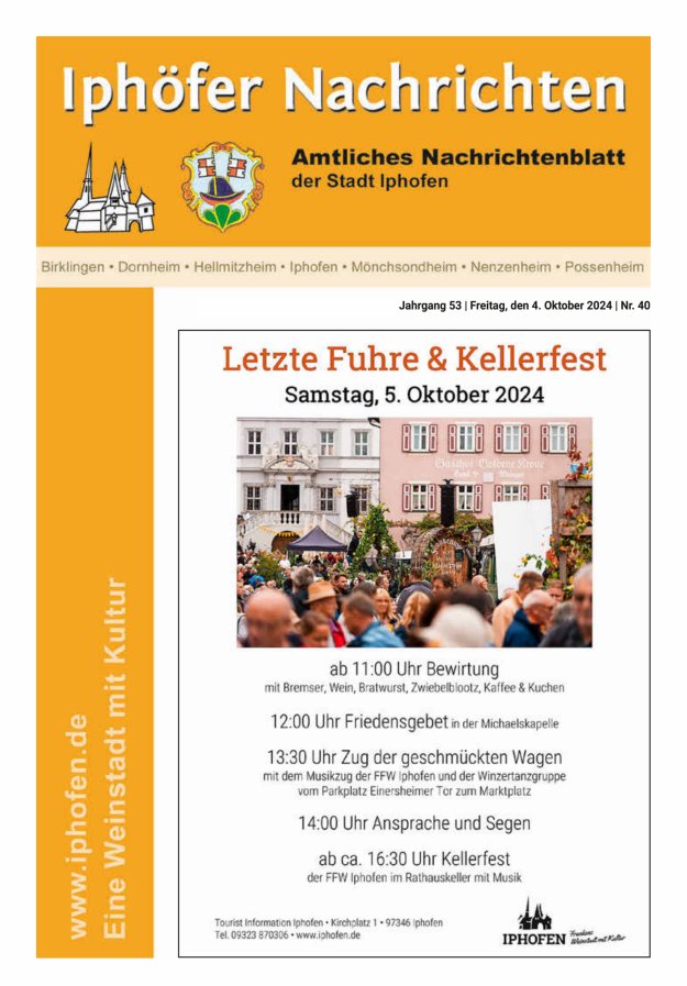 Iphöfer Nachrichten Titelblatt 40/2024