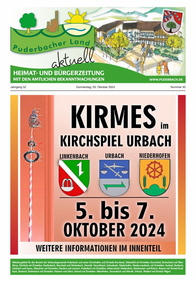 Puderbacher Land aktuell Titelblatt 40/2024