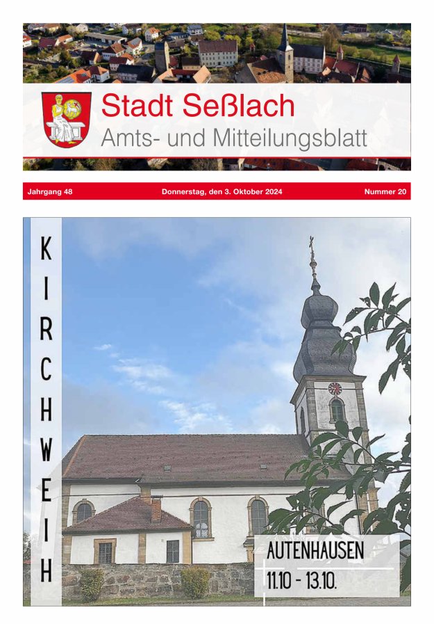 Amts- und Mitteilungsblatt Stadt Seßlach Titelblatt 20/2024