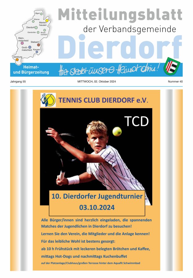 Mitteilungsblatt der Verbandsgemeinde Dierdorf Titelblatt 40/2024