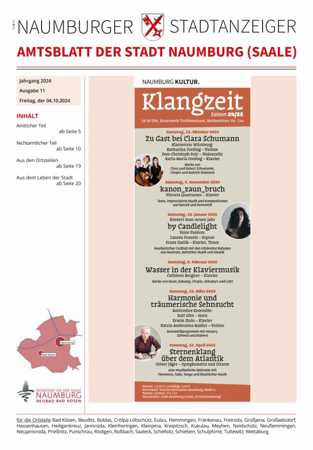 Amtsblatt der Stadt Naumburg (Saale) Titelblatt 11/2024